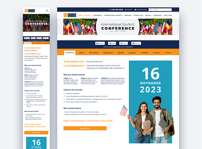 International Student Conference page branding conference design education figma responsive webdesign wordpress