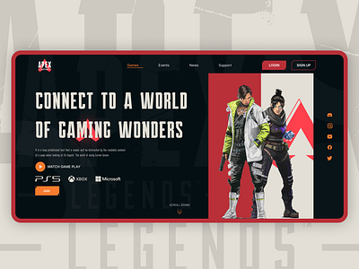 Apex Legend Hero Section UI Design Concept apex legends branding game ui game ui design gaming figma design gaming platform gaming uiux graphic design header design hero section design interaction design landing page design ui uiux uiux design user experience user interface web design website design website hero section design