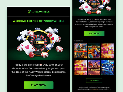 Online Casino Promotion Email Template casino casino email design casino email template email email template design figma email template html html email template mjml mjml email template newsletter design