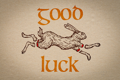 Good luck animal art bunny character draw fortune good illustration luck print rabbit vector vintage