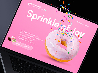 3D Donut Design Studio 3d bake bakery configurator cook dessert digitalbakery donut joy love pink sprinkle sweet sweet shop ui