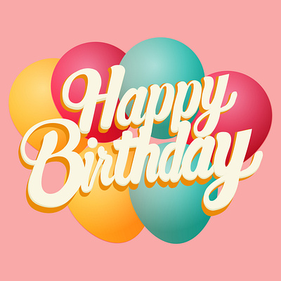 Birthday text graphic design illustration logo typography