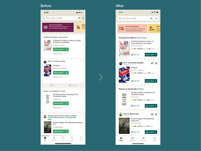 Goodreads Redesign Series - Homepage & Rating 5 star book book app feed goodreads homepage rate rating system reading challenge redesign reviews trending