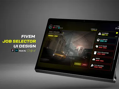Job Selector System for GTA V branding design figma grand theft auto graphic design gta illustration logo roleplay ui
