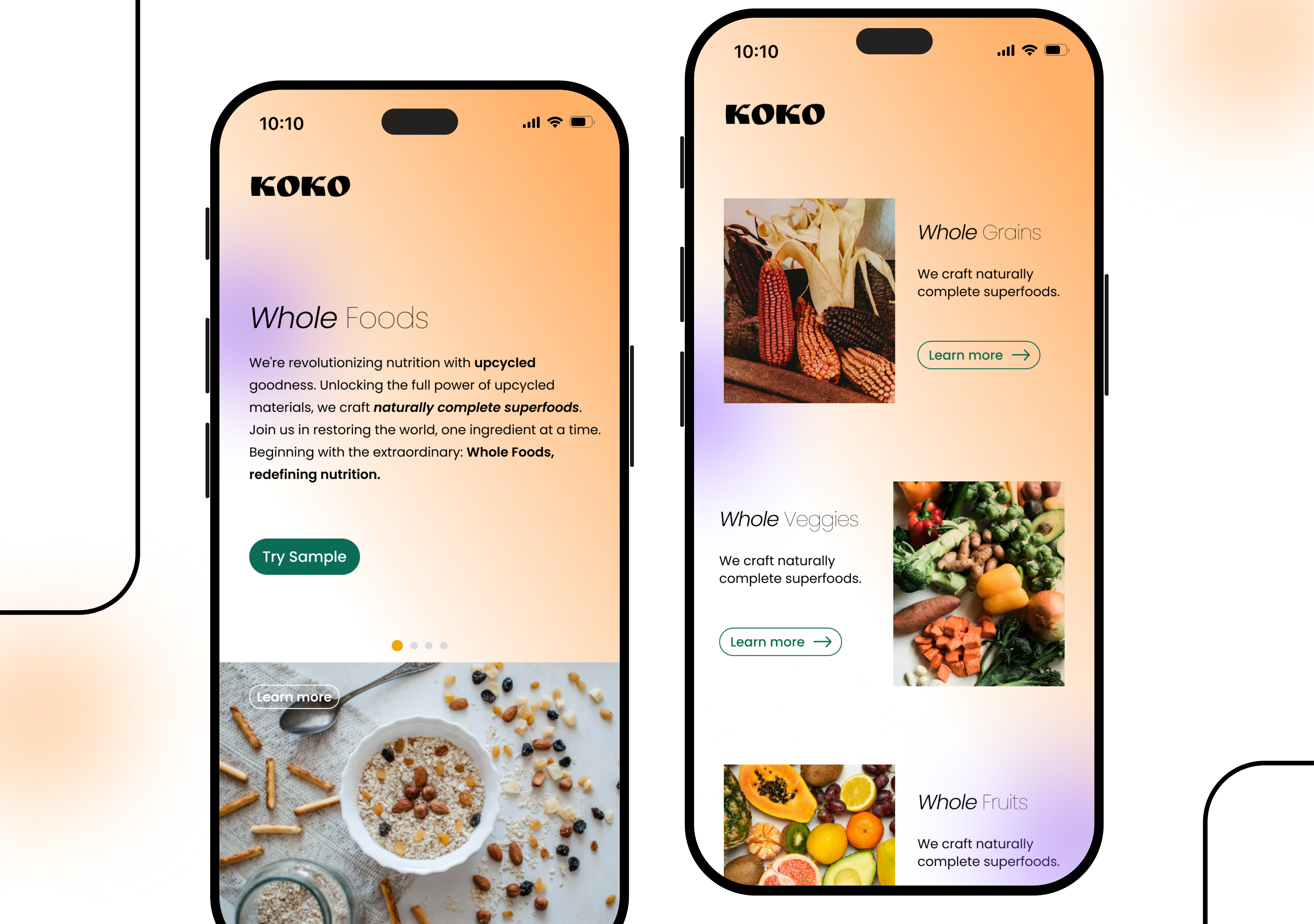 KOKO - A Whole Food E-commerce app app branding clean design diet exclusive food health inspiration interface ios layout nutritional trendy ui ui design user interface ux whole food