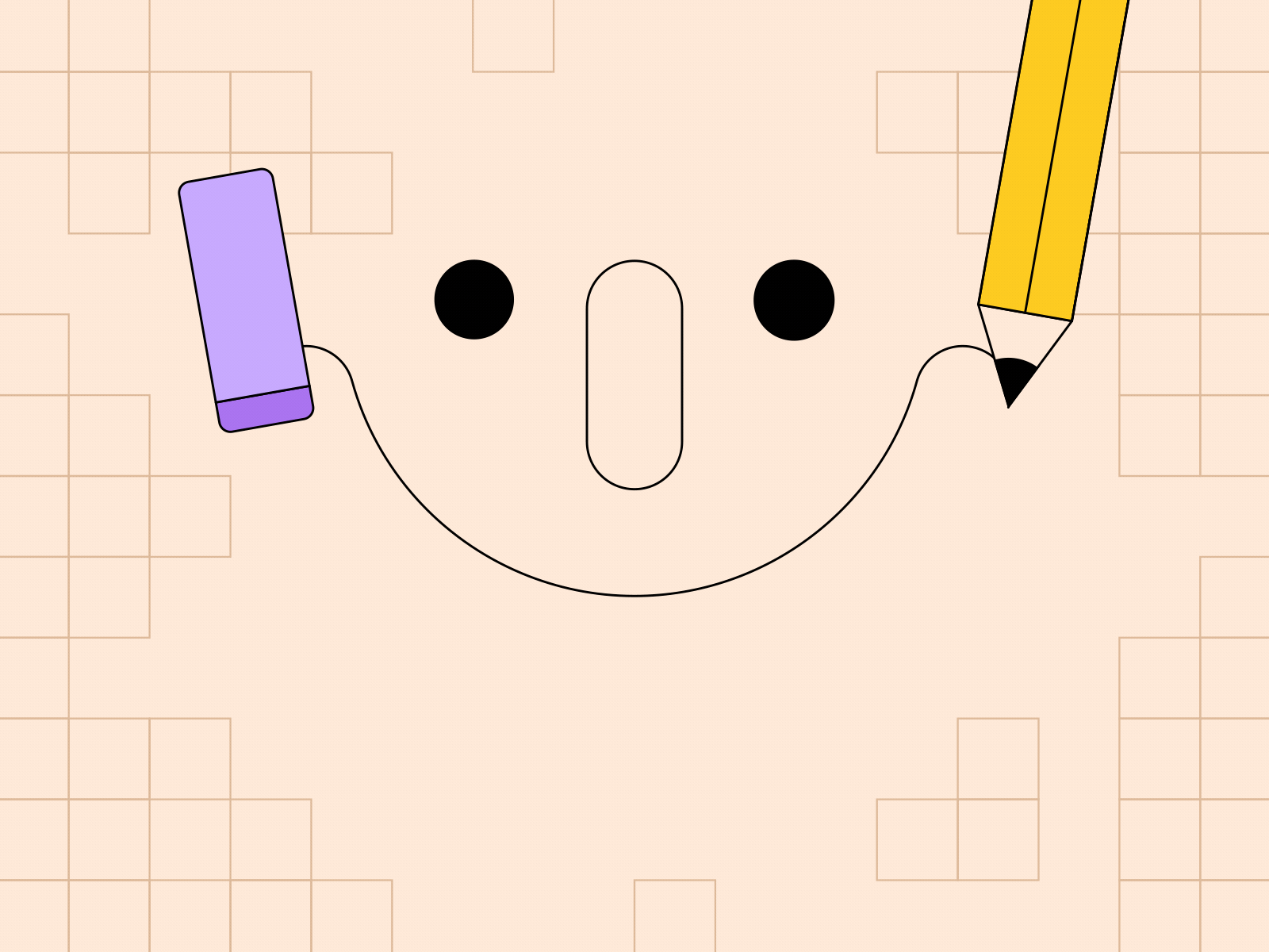 Endless Battle animation geometric gif loop pencil rubber sketch smile