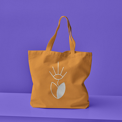 Luminae tote bag blooming branding flower illustration orange purple rays sunshine tote totebag twins vector