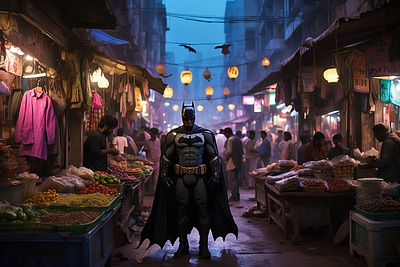 🦇I made Batman in a Pakistani bazaar.😁 aiimages batmaninpakistan bazaaradventures illustratorfun simpleart