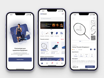 Mintown🏸- Badminton e-commerce app badminton badminton app badminton lovers bwf digital ecommerce e commerce mobile apps online store racket app shuttlecock sport sport apps sport equipment sport lovers sports tech tech inovation ui ui ux design ux