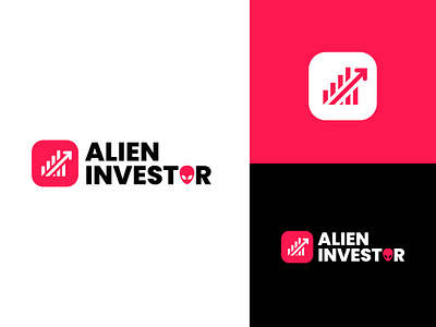 Alien Investor Logo Design bars logo finance logo growth logo logo design