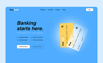 Landing page for Freebank designinspiration figma graphic interface landing landingpage ui uitrends userinterface ux uxdesign webdesign webdesigner