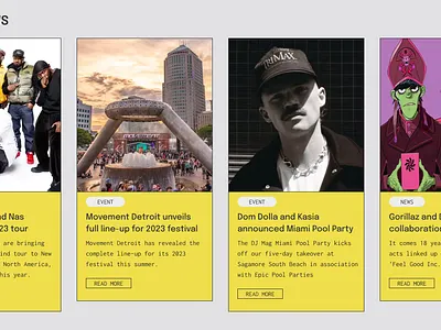 News page for a music channel branding design designinspiration figma illustration ui userinterface uxdesign webdesign webdesigner