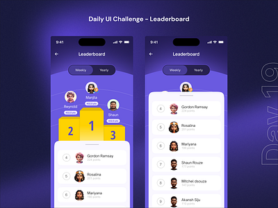 Leaderboard app design dailyui leaderboard minimal ui ux