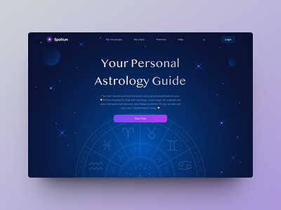 Spatium-Astrology App astro astrology beautiful hero darktheme dashboard hero landing page space ui ux vedic website