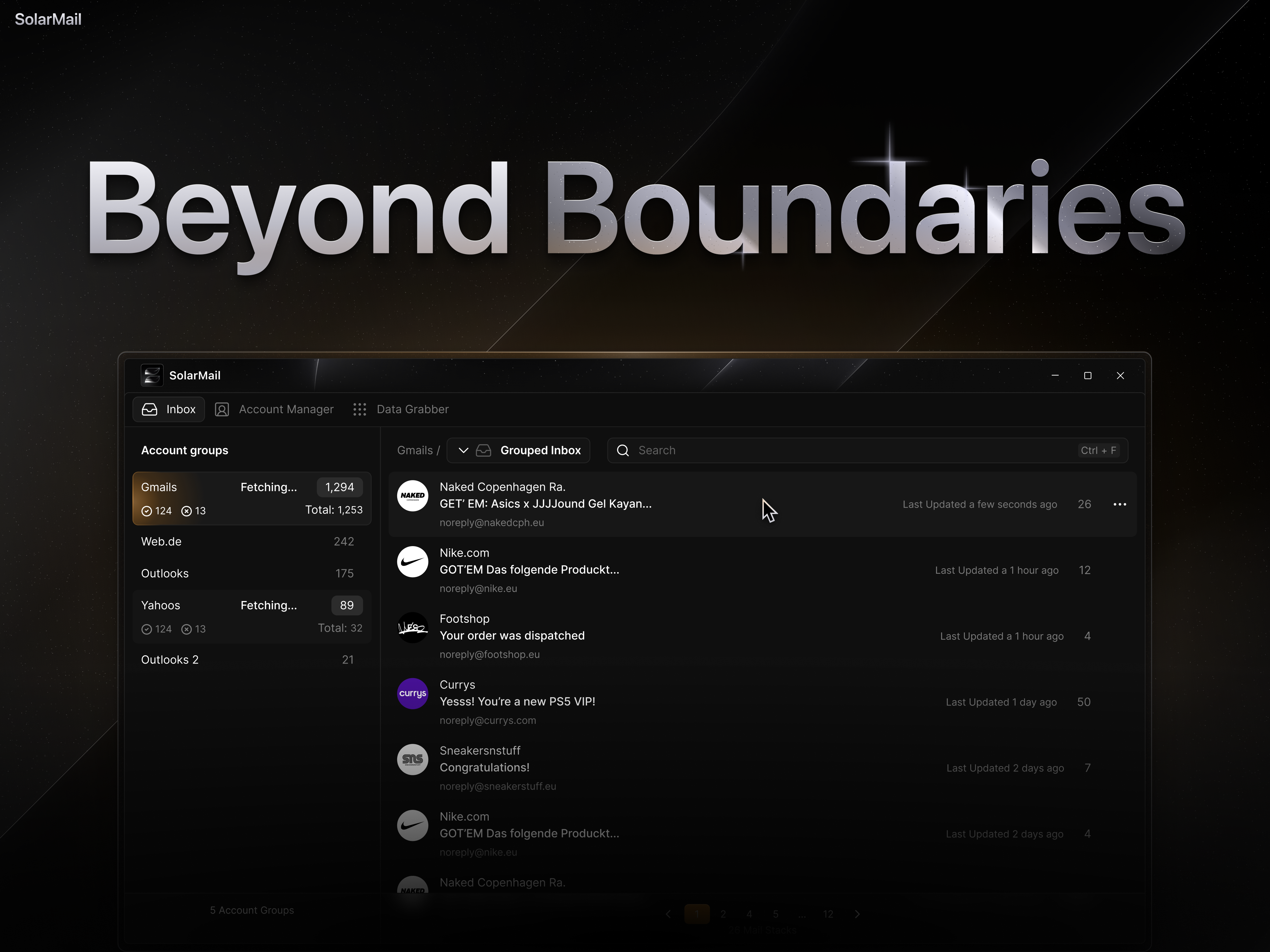 SolarMail: Beyond Boundaries graphic design ui