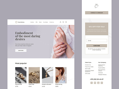 Jewellery landing page design