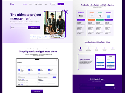 Project And Task Management Landing page dashboard design landingpage project project hub project hub landingpage project management project plan task task management ui uidesign ux webdesign website