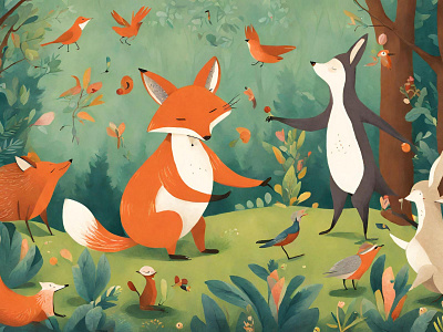 Animals in the forest design graphic design illustration vector