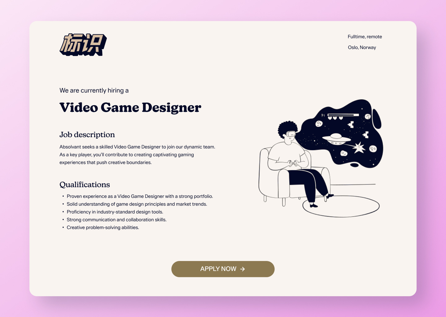 DAY 050 / JOB LISTING 050 apply daily daily ui dailyui illustration job listing recruiting ui video game designer