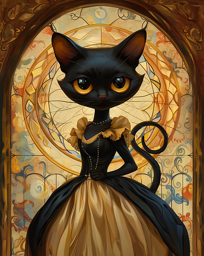 Black Cat Fashion Illustration_001 animal art black cat design fashion illustration