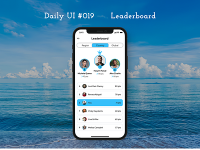 Daily UI #019 - Leaderboard daily ui day 19 homepage leaderboard mobile app prize ranking ui ux website