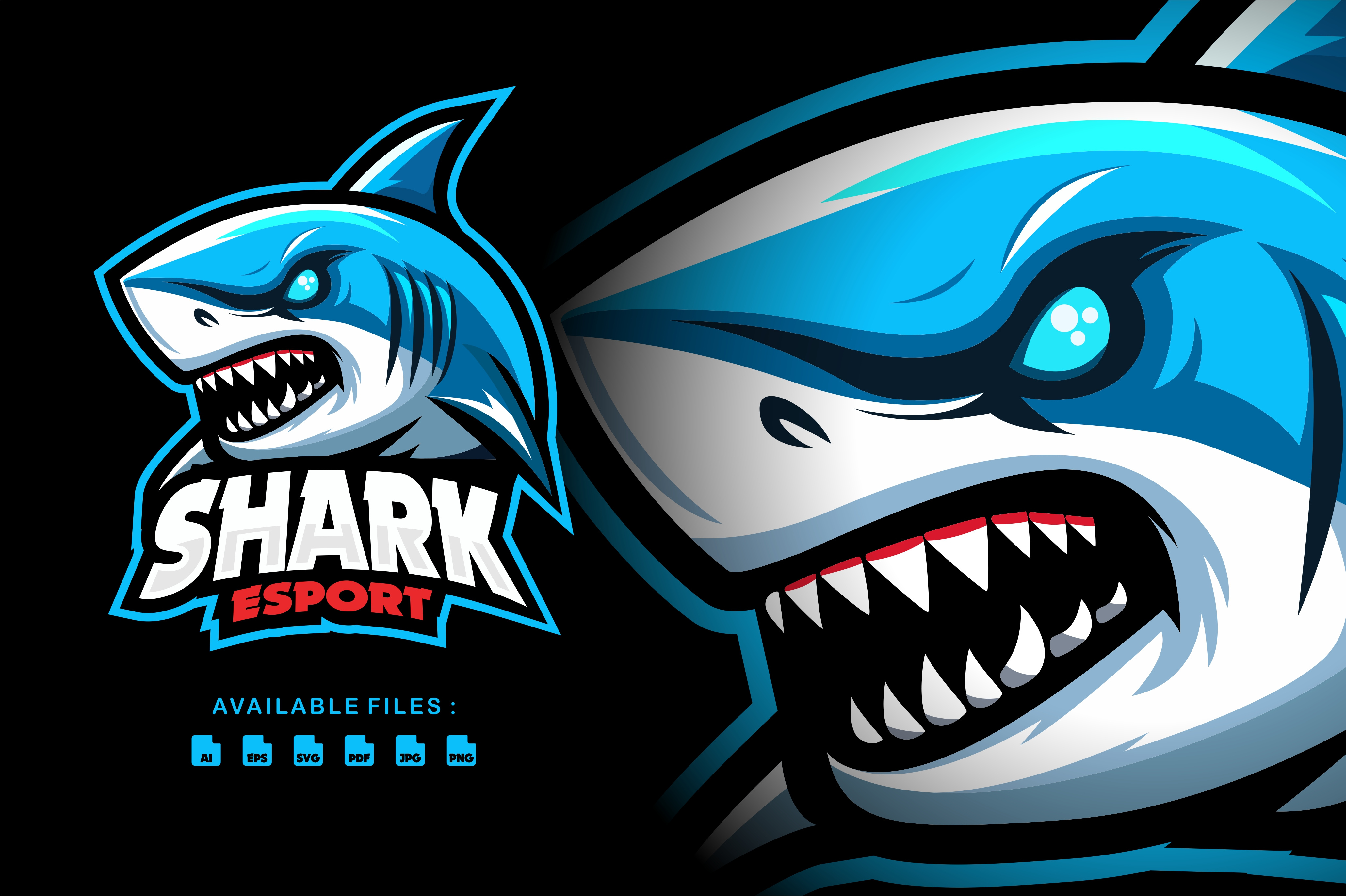 Shark Esport Logo Design animal animation branding design esport fish game graphic design illustration logo mobile motion graphics shark vector