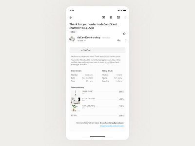 DailyUI 17 | E-mail Receipt 17 dailyui17 design designconcept e mail receipt e shop email figma gmail interface iphone message order receipt ui uidaily uiux webdesign white