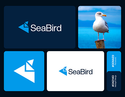 SeaBird logo design bird logo brand identity branding design logo logo designer minimal modern logo seabird logo design vector