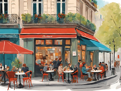 Paris café design graphic design illustration vector