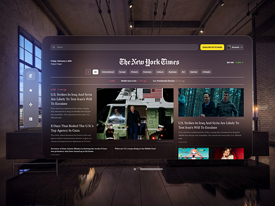 The New York Times for Apple Vision Pro app card design ios pro product design ui vision visual