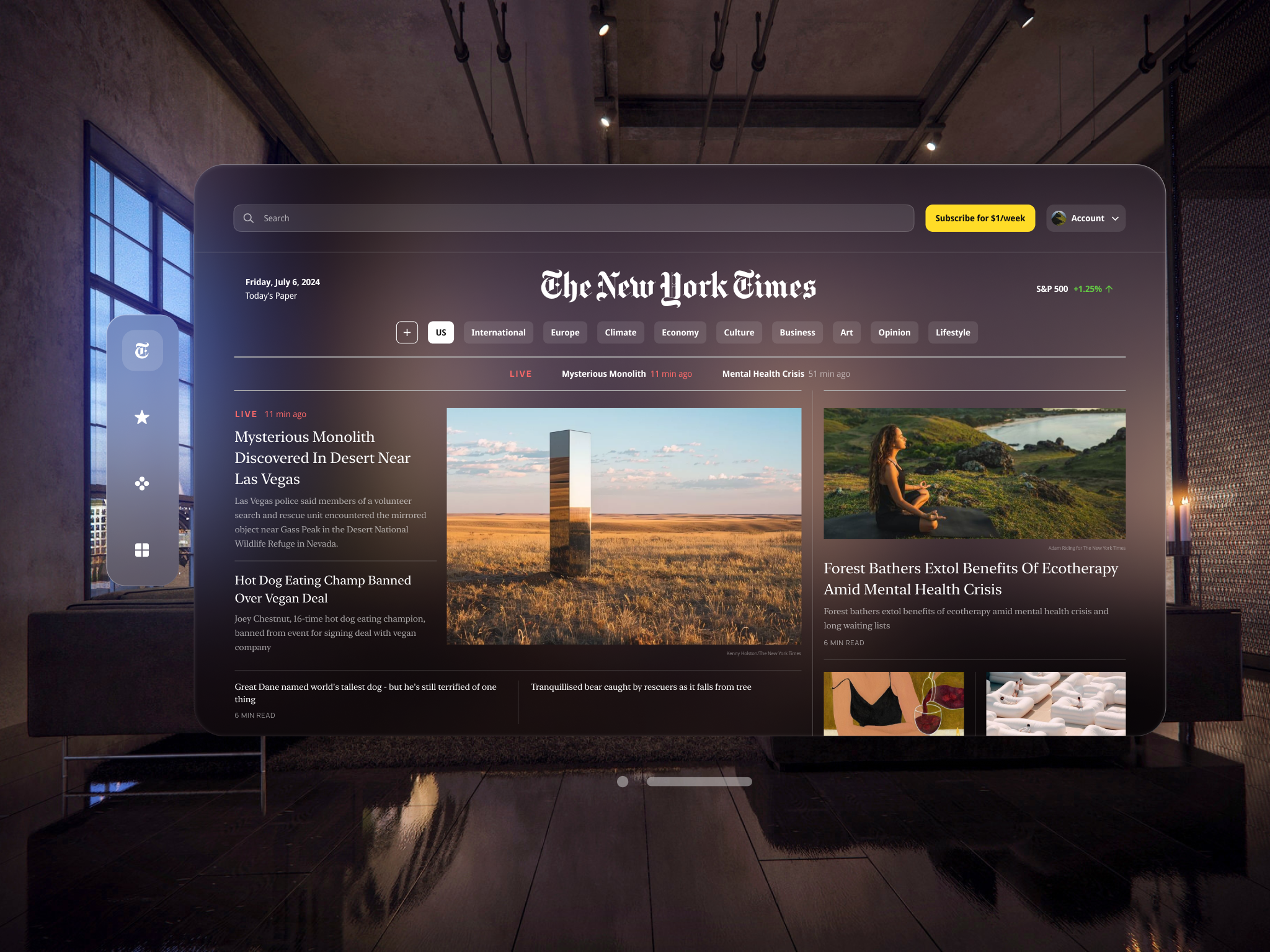 The New York Times for Apple Vision Pro app card design ios pro product design ui vision visual