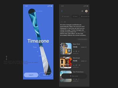 Wander Wonder new Timezone mobile app. Ideation mobile