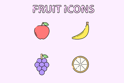 Cute Fruit Icons icon vector