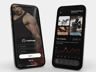 Mobile app design and development for Vital Fitness android app branding care creative creative ferry data visualization development figma fitness health ios iphone medical mobile ui react react native ui ux workout