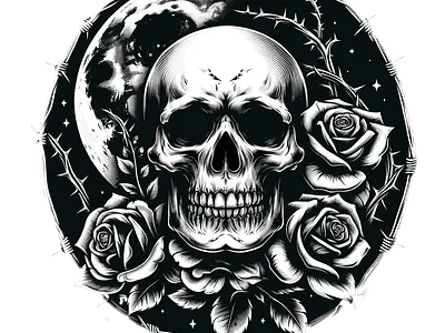 Gothic Moon Skull
