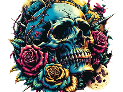 Gothic Roses Skull