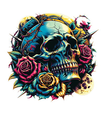 Gothic Roses Skull