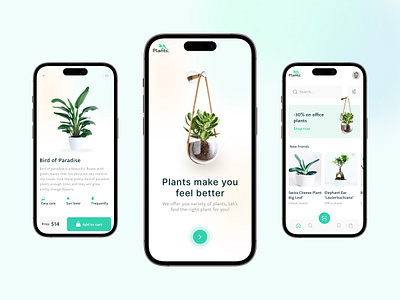 Plants Shop App Concept app asifuxdev buy tree e commerce minimalist plant shop plant shop app shop ui visual design