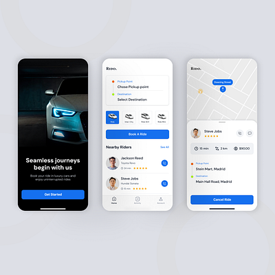 Ride Booking App abstract appconcept appdesign branding design dribbleshot figma figmaappdesign graphic design illustration landing page logo minimalistdesign rent a car rideapp taxiapp trending ui vector websitedesign