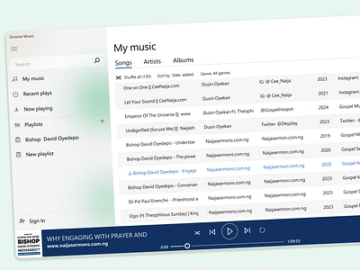 Windows 10 Groove Music Player figma music musicplayer productdesign ui uidesign uidesigner ux uxdesign uxdesigner