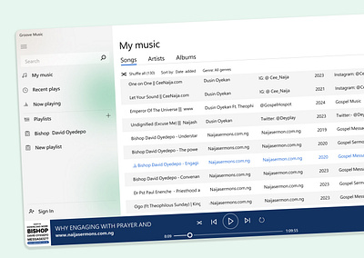Windows 10 Groove Music Player figma music musicplayer productdesign ui uidesign uidesigner ux uxdesign uxdesigner