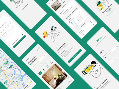 Jayga App : A versatile place/space booking platform app booking branding dropdowns home hotel illustrations login map onboarding otp parking payment project review style guide typography ui ux validation