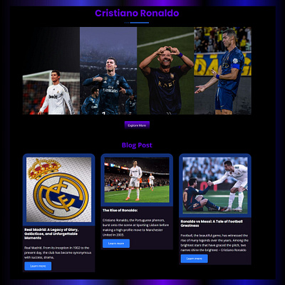 A sleek and dynamic Cristiano Ronaldo landing page. branding landing page landingpage portfolio symbol web design webdesign website website design wordpress