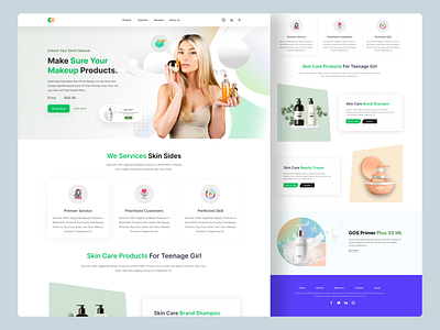 Website for a Cosmetic Makeup website landing page. design service startup ui ux web website