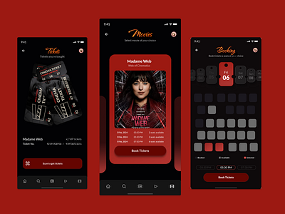 Cinema Ticket booking app | UI/UX Design of cinema app app design cinema cinema app dashboard login login design ticket ticket booking ui uiux design