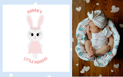 Print design for baby bodysuit branding bunny cute animals graphic design identity logo logotype print print design rabbit vector