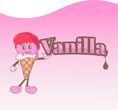 Mascot logotype for ice cream cafe branding graphic design groovy groovy style ice cream identity illustration logo logotype smile