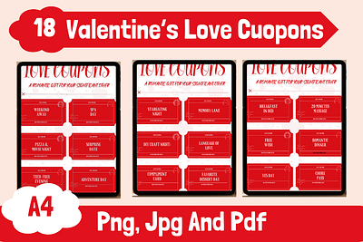 18 Valentine's Love Coupons Bundle 3d abstract art aesthetic aesthetic print aesthetic printable aesthetic wall art animation artist branding design graphic design illustration logo love love cuopons motion graphics ui valentines valentines day valentines game