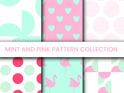 Mint and pink pattern collection branding graphic design illustration package pattern pattern design vector wallpaper wrope paper