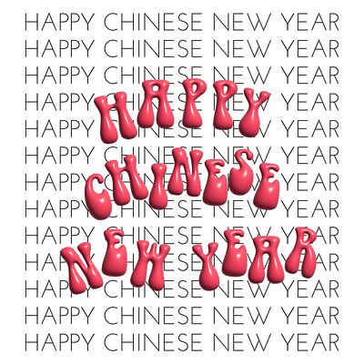 Happy Chinese New Year. 3D inflated text banner, social media 3d text banner chinese new year graphic design greeting card inflated text new year poster social media vector